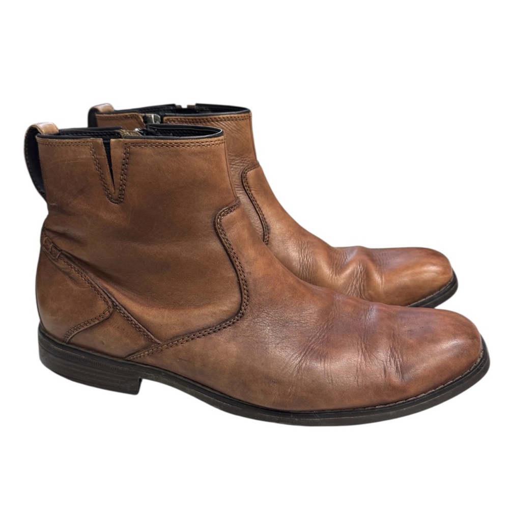 Rockport Men's Tan Chelsea Leather Ankle Boots Size 10